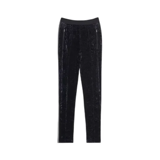 Black Brand Logo Velvet Jogging Pants