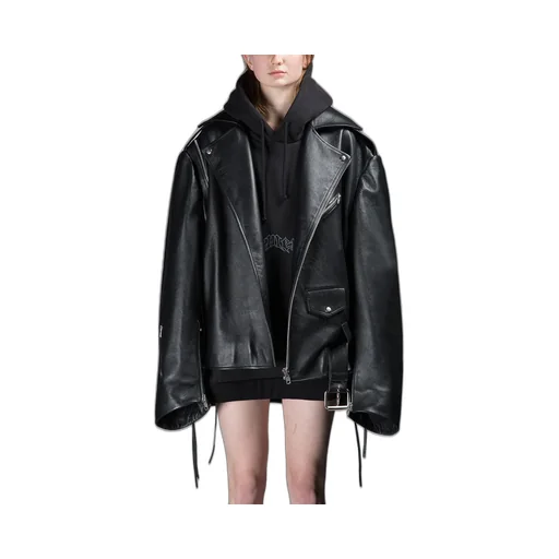 Oversized Leather Biker Jacket