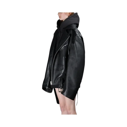 Oversized Leather Biker Jacket