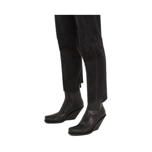 Black Leather Ankle Heeled Boots