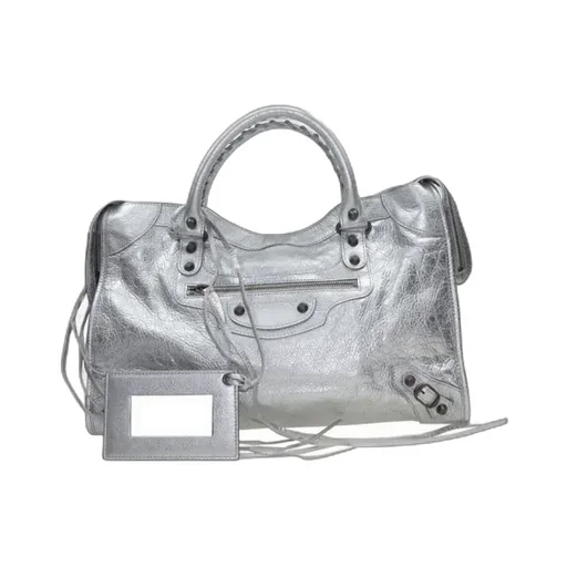Silver Lambskin Handbag