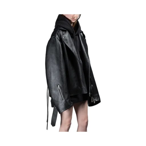 Oversized Leather Biker Jacket
