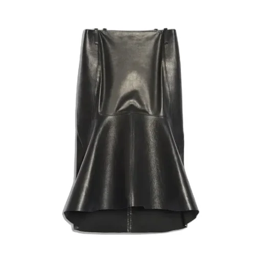 Black Leather Triangle Hem Skirt