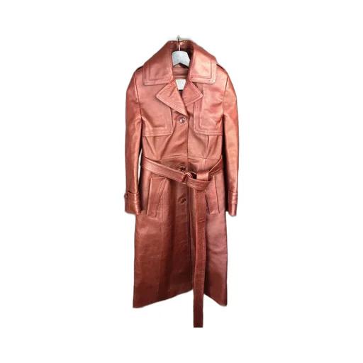 Burgundy Leather Trench Coat