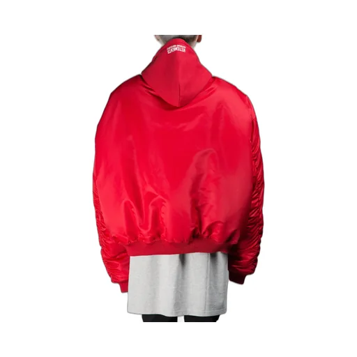 Red Bomber Jacket With Hood