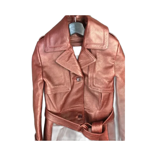 Burgundy Leather Trench Coat