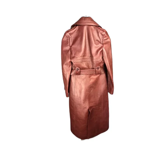Burgundy Leather Trench Coat