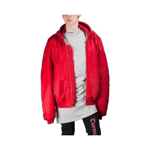Red Bomber Jacket With Hood