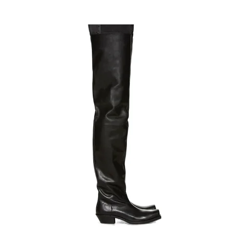 Black Leather Thigh High Boots