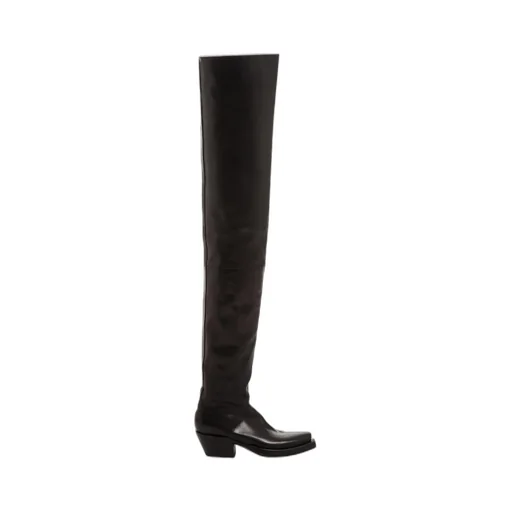 Black Leather Thigh High Boots