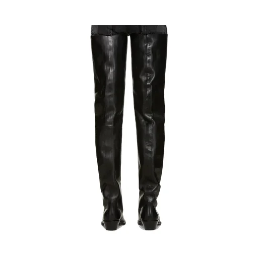 Black Leather Thigh High Boots