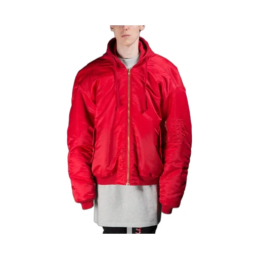 Red Bomber Jacket With Hood