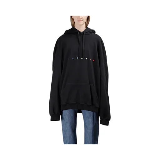 Black Embroidered Logo Hoodie