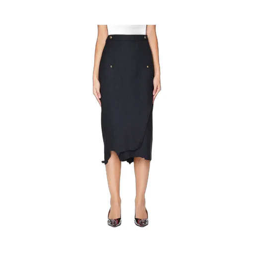 Black Distressed Midi Skirt