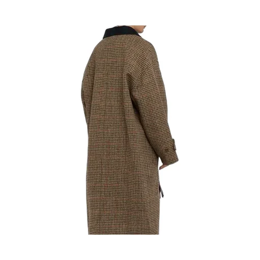 Checkered Wool Scarf Coat