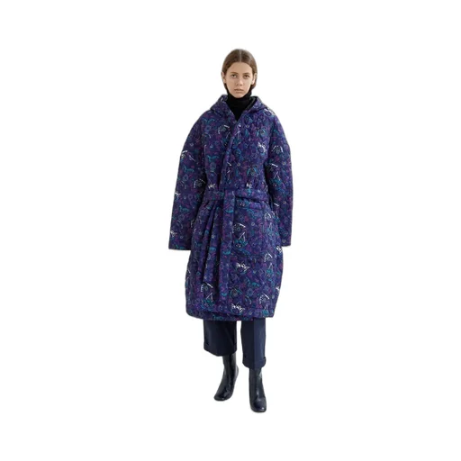 Blue Quilted Printed Coat