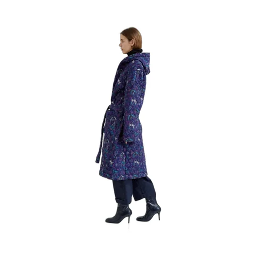 Blue Quilted Printed Coat