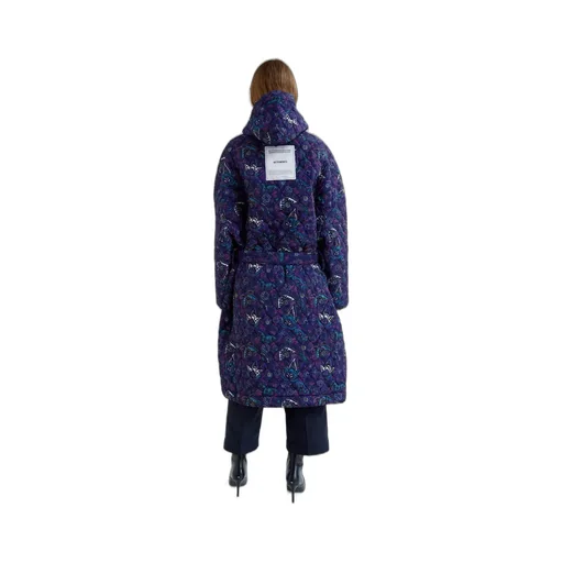 Blue Quilted Printed Coat