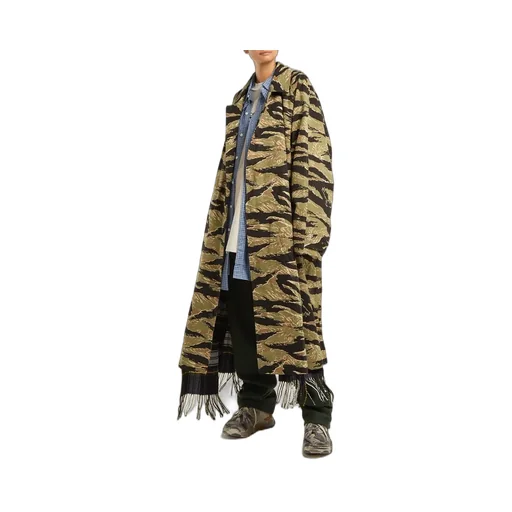 Camo Plaid Scarf Coat