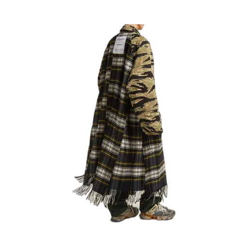 Camo Plaid Scarf Coat