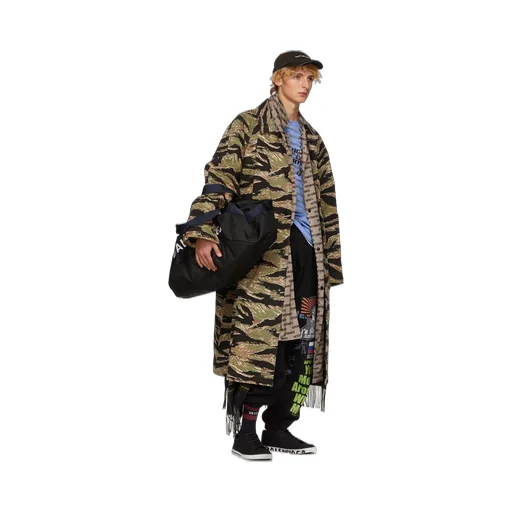 Camo Plaid Scarf Coat
