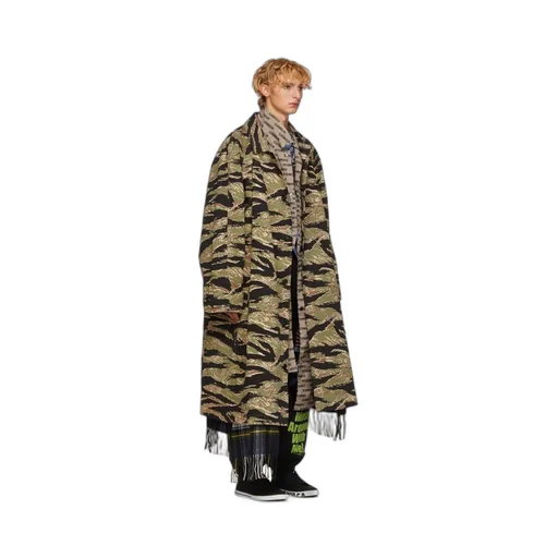 Camo Plaid Scarf Coat