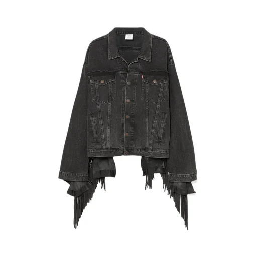 Black Denim Fringed Jacket