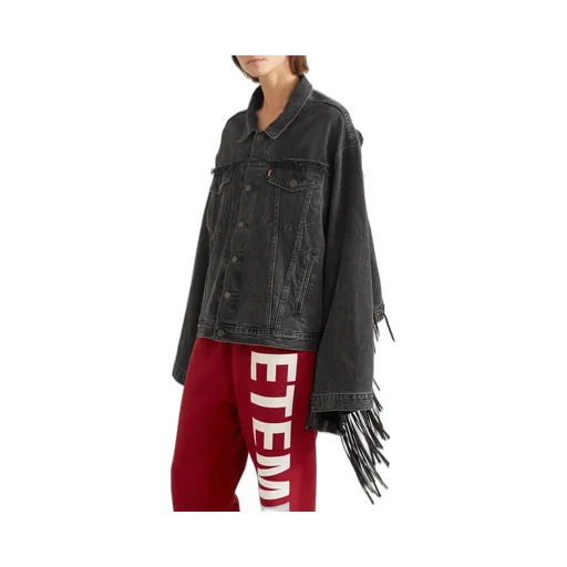 Black Denim Fringed Jacket