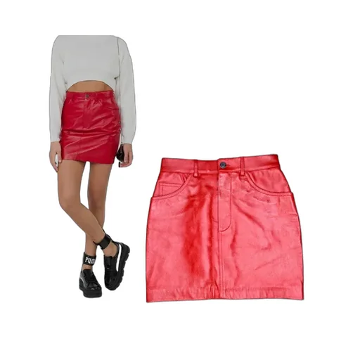 Red Leather Mini Skirt