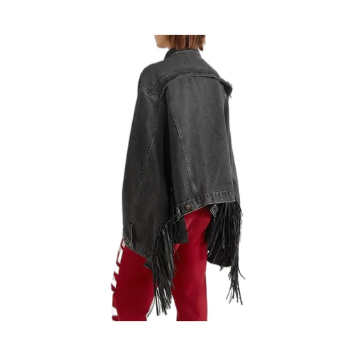 Black Denim Fringed Jacket