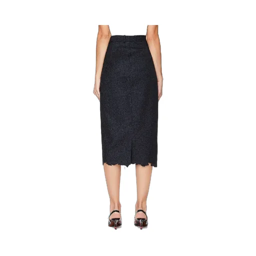 Black Distressed Midi Skirt