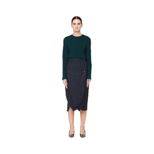 Black Distressed Midi Skirt
