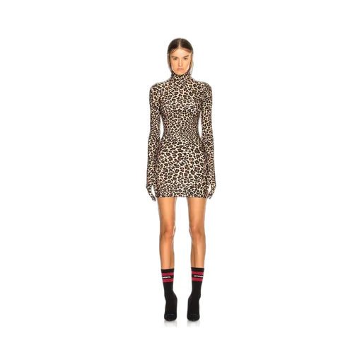 Leopard Bodycon Turtleneck Dress