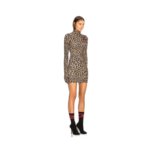 Leopard Bodycon Turtleneck Dress