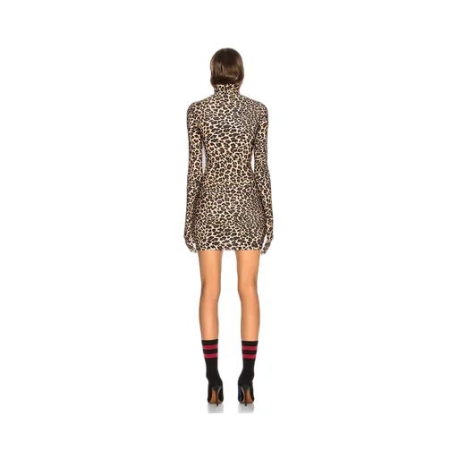 Leopard Bodycon Turtleneck Dress