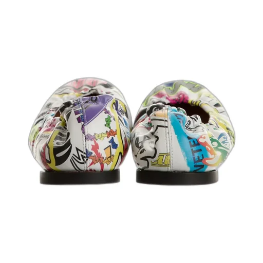 Graffiti Leather Ballet Flats