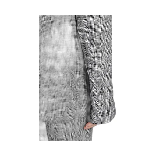 Grey Plaid Oversized Blazer