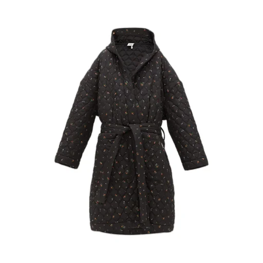 Floral Quilted Hooded Coat