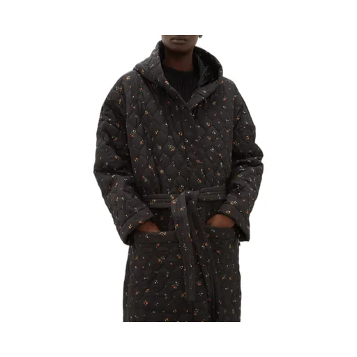 Floral Quilted Hooded Coat