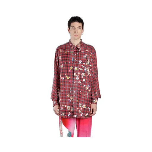 Red Sticker Plaid Shirt