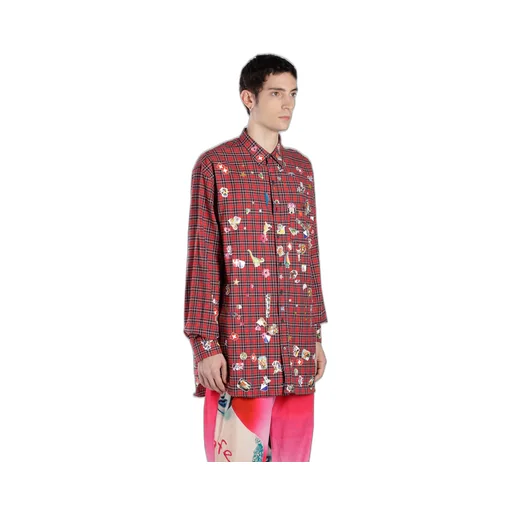 Red Sticker Plaid Shirt