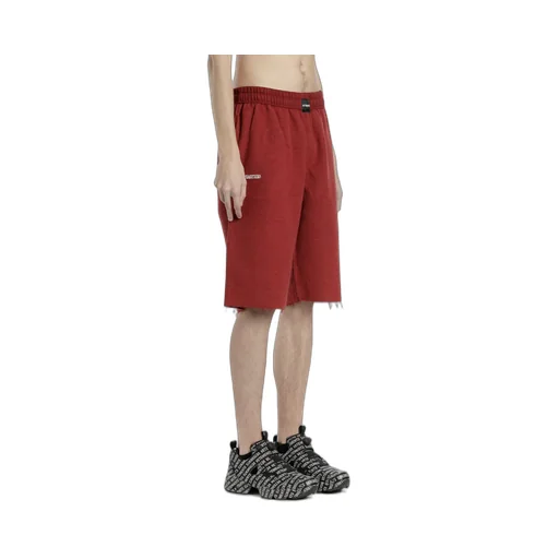 Red Frayed Hem Shorts