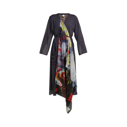 Polka Dot Print Scarf Robe Dress