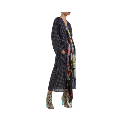 Polka Dot Print Scarf Robe Dress