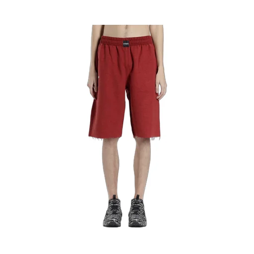 Red Frayed Hem Shorts