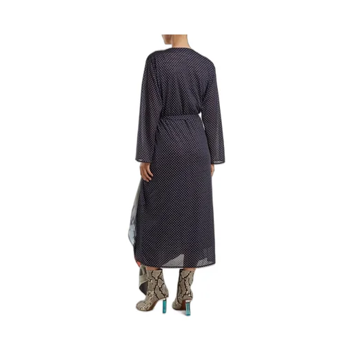 Polka Dot Print Scarf Robe Dress