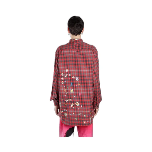 Red Sticker Plaid Shirt
