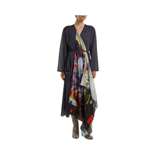 Polka Dot Print Scarf Robe Dress
