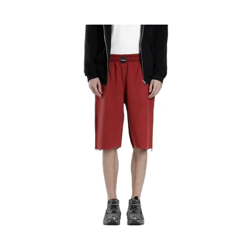 Red Frayed Hem Shorts