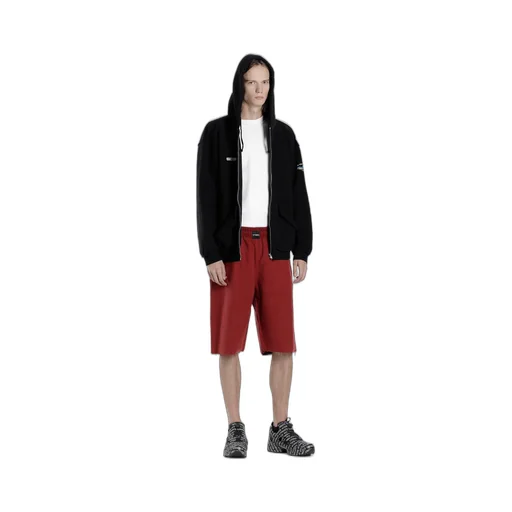Red Frayed Hem Shorts